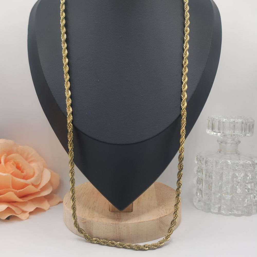 Vintage Gold Rope Twisted Chain Necklace